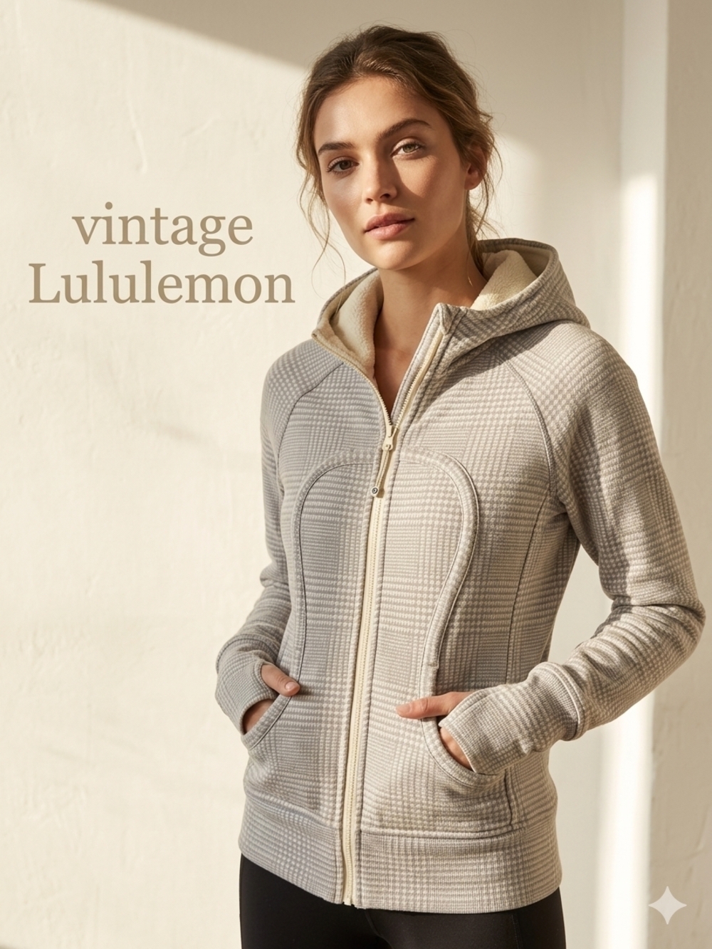 Vintage Lululemon Zip-Up Hooded Jacket in Light Gray